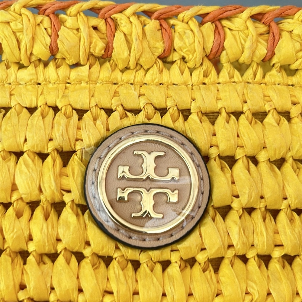 Tory Burch • Pink & Yellow Straw Beach Summer Bag Tote With Tassel - Picture 6 of 16